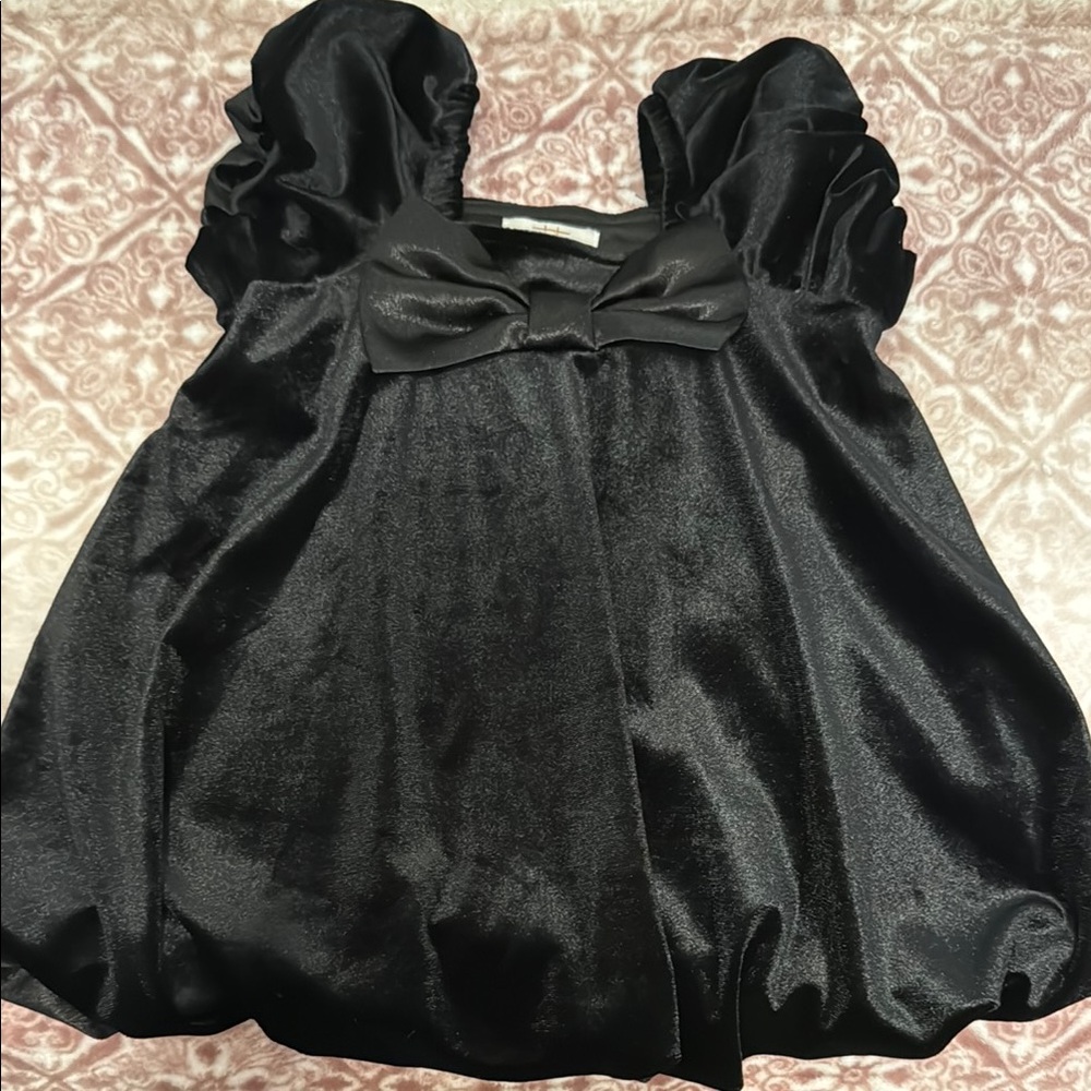 Habitual Black Velvet Dress with Bow